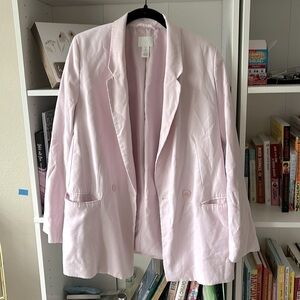 H&M Women's Oversized Pink Double-Breasted Blazer Relaxed Fit Career Size Small